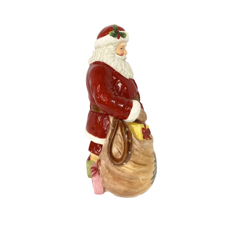 Spode Christmas Tree Santa Cookie Jar - 12" Dolomite Christmas Cookie Jar with Lid for Treats - Santa Candy Jar for Kitchen Counter, Festive Kitchen Decor, Seasonal Cookie Container, Holiday Gift - Image 3